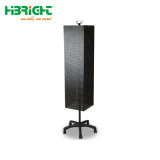 Metal Pegboard Rotation Pegboard Display Stand 4 Sided Rotating Display Rack with Wheels