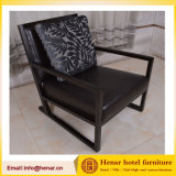 New Model Hotel Furniture Lobby Leather Accent Chair Wood Chair
