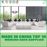 Modern U-Shape White Genuine Leather Sofa Bed