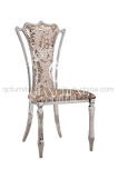 Flower Patter Fabric Cover Stainless Steel Legs Dining Chair