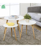 Homury Coffee Table Round Set of 3 End Side Table Wood Nesting Corner Table Sofa Table Tea Table, White