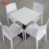 4 Seater Solid Surface Dining Table with White Chairs