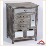 Home Furniture French Style Antique Wooden Mirror Storage Cabinet in Drift Wood Color