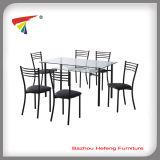 1+6 Modren Design Tempered Glass Dining Table Set (DT099)