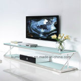 White Glass Stainess Steel Modern Tvstand