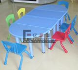 Cheap Colorful Kid's Desk & Chairs Kindergarten Plastic Chairs with Attached Table