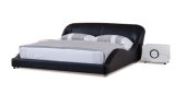 Modern Leather Furniture Classic Leather Bed with Side Table