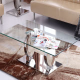 Square Marble Top Tempered Glass Coffee Table