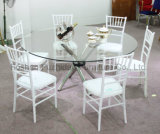Round Steel Frame Glass Floding Dining Table