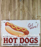 Hot Dog Design Emboss Printing Metal Wall Decor Plaque
