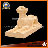 Stone Statue Animal Sculpture Beige Marble Dog