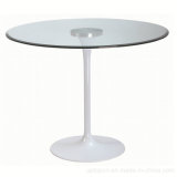 Glass Round Table with White Tulip Base for Leisure (SP-GT358)