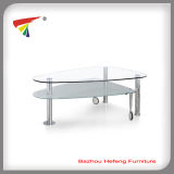 Newest Design Glass Coffee Table with Wheels (CT092)