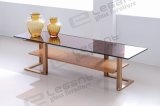 Golden Brushed Stainless Steel TV Stand with Smoked Glass Top