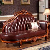Authentic Leather Chaise Sofa for Living Room (92D)