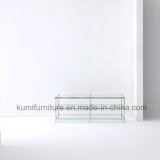 Stainless Steel Folding Tea Table with Tempered Glass Top