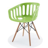 Designer Plastic Chair with Beech Wood Leg