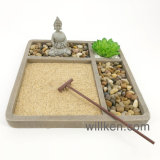 Buddha on Sand Tray Decoration with Holder Zen Garden