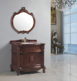 Antique Hand-Carved Vanity with Marble Countertop