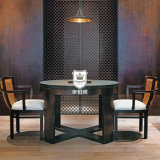 Hotel Ebony Round Wood Dining Table Designs with Cross Base