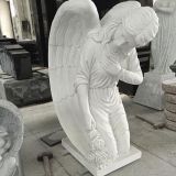 Religious White Marble Garden Kneeling Angel Statue