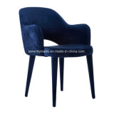Luxury Blue Metal Frame Restaurant Furniture Fabric Upholstery Dining Chair