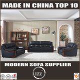 Genuine Black Color Leather Wooden Sofa