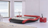 Dubai Contemporary Bedroom Set Waved Shape Leather Bed