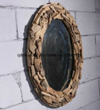 Solid Wooden Decoration to The Hotel Bathroom Cafe Bars Make up The Corridor Wall Hanging Oval Mirror Can Be Customized (M-X3759)