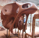 The Golden Bird Skull Head, Indoor Outdoor Garden Square Metal Sculpture