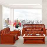 Miss Style Office Furniture High Class Wooden Genuine Leather Sofa (HY-S967)