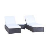 3 Piece Chaise Lounge Set with Cushion