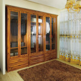 Oppein Custom Brown Wooden Wardrobe with Glass (OPY09-30)