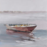 Handmade Small Boat Oil Painting on Canvas for Home Decor