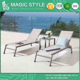 Outdoor Textile Lounge Without Arm Garden Sling Lounge with Coffee Table Aluminum Sun Lounge Patio Coffee Table Stackable Sling Lounge