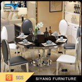 Black Tempered Glass Round Dining Table for Events
