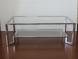 Shiny Metal with Tempered Glass Plate Coffee Table