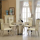 India Round Marble Dining Table Set