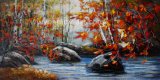 Handmade Forest Oil Painting for Wall Decor with Visible Textures