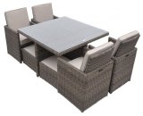 Rattan Cushioned Garden Patio Furniture Outdoor Dining Table Cube Set