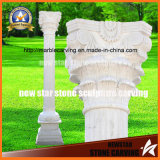 White Carrara Flower Carving Capital Pillar for Decoration