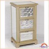Window  Shutter  Antique  Mirror  Cabinet in Champagne  for  Living  Room