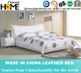 Modern Home Bedroom Furniture High Grade White Leather Bed (HC262)