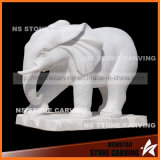 White Marble Carving Elephant Sculptures