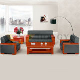 Wooden Frame Classical Office Black Leather Sofa (HY-NNH-S13)