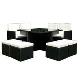 Practical Black PE Rattan Garden Dining Cube Set