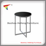 Round Glass Corner Table Side Table with Chrome Legs (C036)