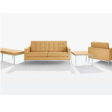 Modern Stylish Office Furniture Italian Leather Sofa with Stainless Feet