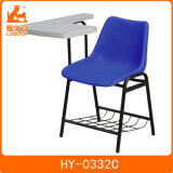 Blue Color Plastic Shell Chair with Book Rack Under The Seat