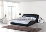 Modern Italian Leather Double Wave Bed Design